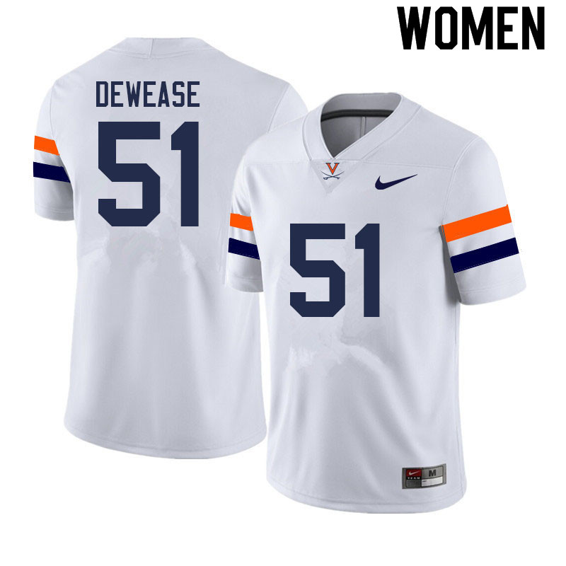 Women #51 Jake Dewease Virginia Cavaliers College Football Jerseys Sale-White